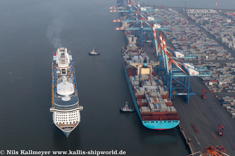 Quantum of the Seas einlaufend Bremerhaven.